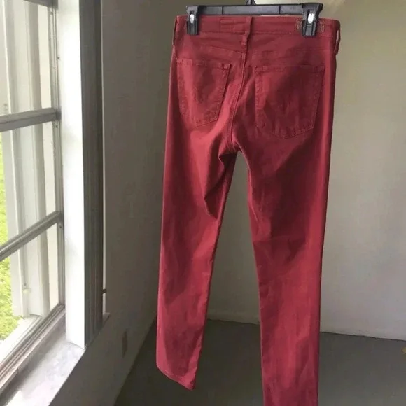 AG Adriano Goldschmeid The Prima Mid Rise Cigarette jeans red Size 26 - Picture 4 of 10